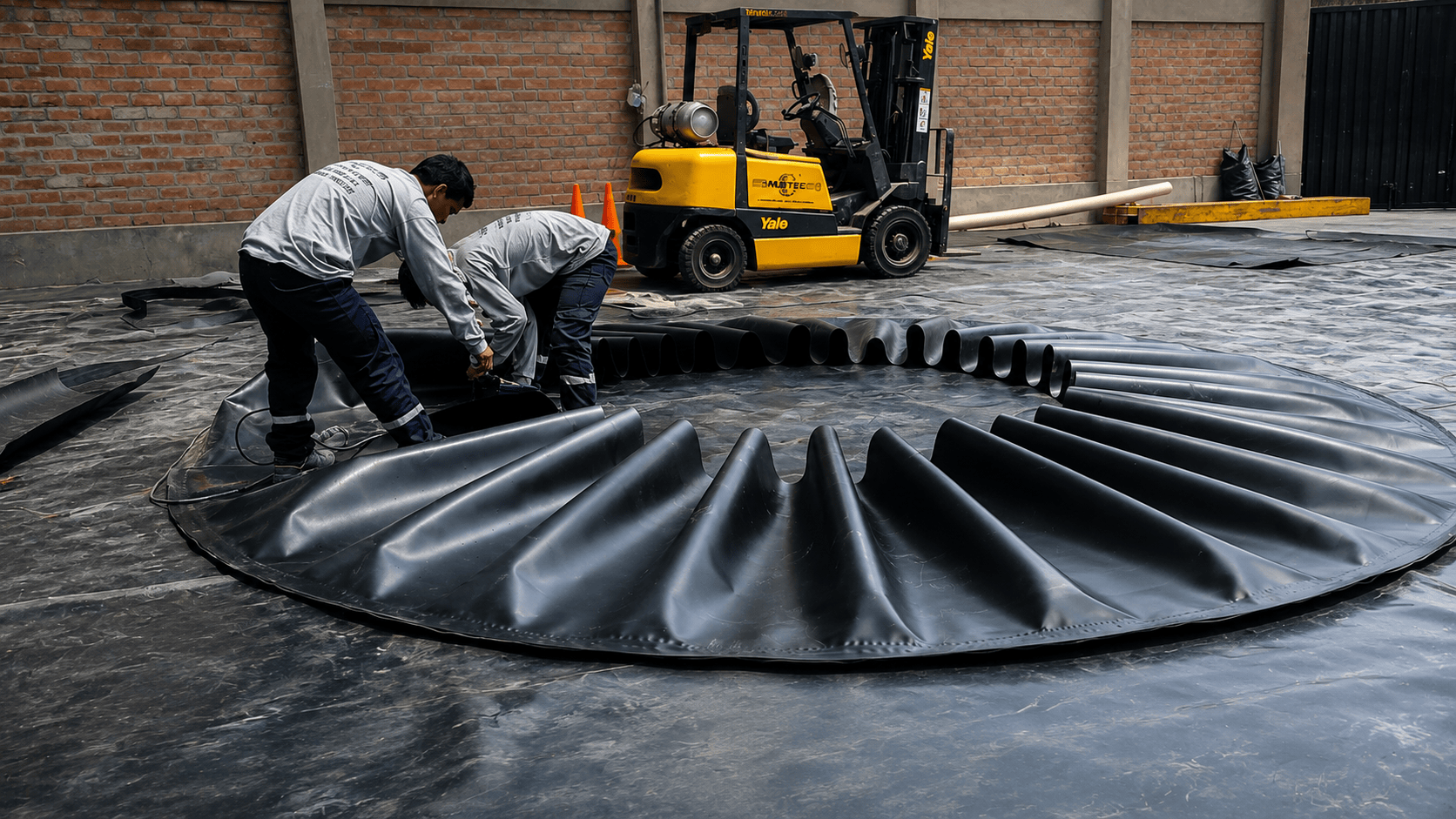 Preparación de geomembrana para geotanque