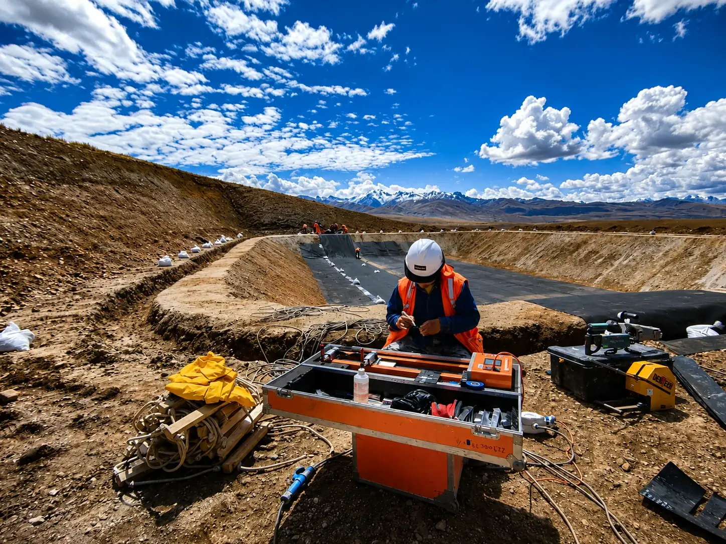 Equipo y preparación para prueba geoeléctrica